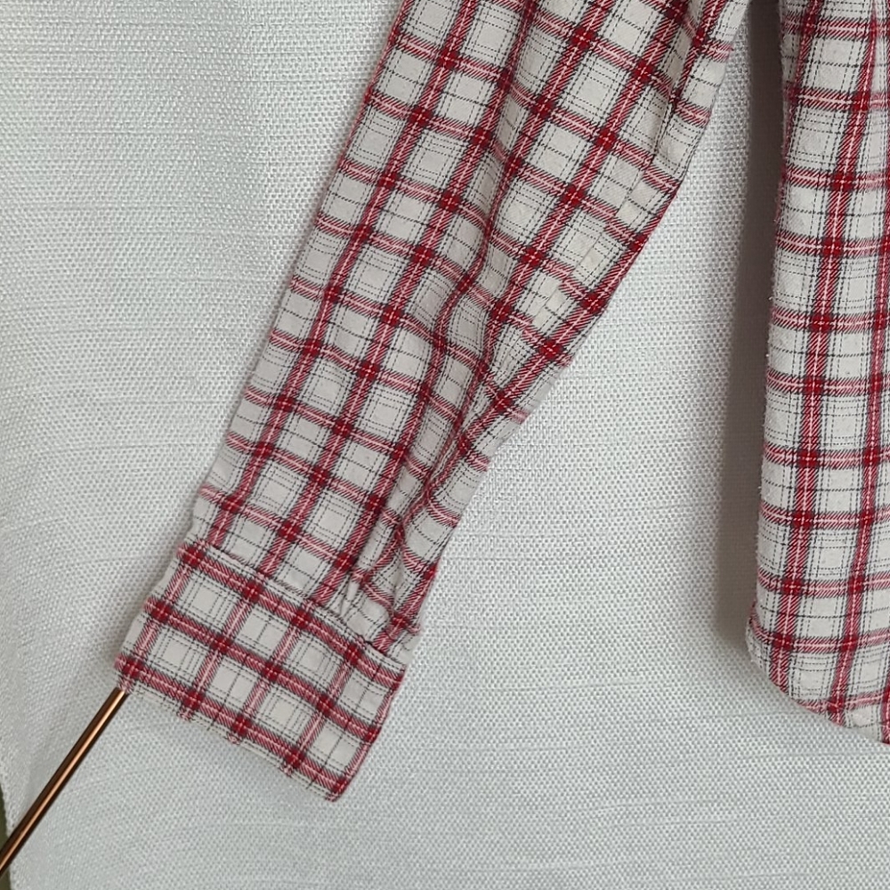 Levi's Top Long Sleeve Snap Button-Down Plaid Red Size Medium - Picture 4 of 12